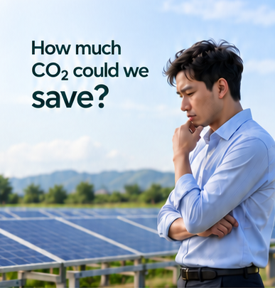 A professional considering how much CO₂ could be saved with solar panels
