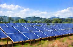 Photovoltaic solar panels at an energy site
